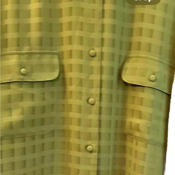 Liz Baker Women's Lime Green Long Sleeve Blouse Size 18 EUC Sheer - Picture 5 of 10